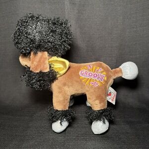 Ganz Webkinz Rockerz Groovy Poodle 11" Plush Brown Black Dog Gold Scarf NO Code